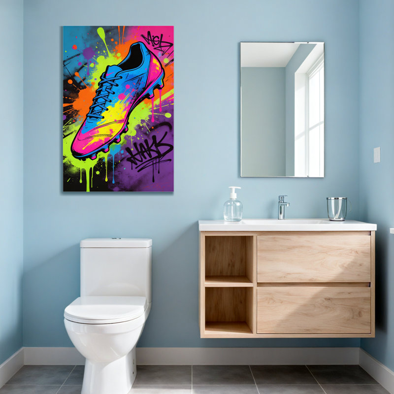 Toile abstraite colorée avec graffiti, H 18 po x l 12 po
