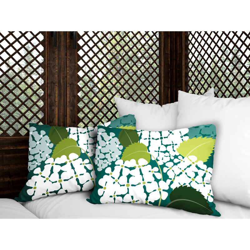Floral Outdoor Reversible Throw Pillow, Emerald