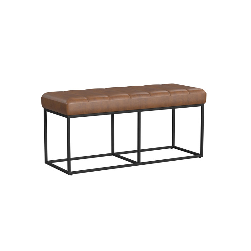 Xzavien Faux Leather Upholstered Bench, Brown