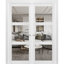 Portes doubles françaises robustes, vitrage clair, 3 vantaux, Lucia 2555, blanc soie, cadre en bois massif, finitions bois massif, portes de placard/chambre robustes - 64 x 80 (2 x 32 x 80) - Vitrage clair