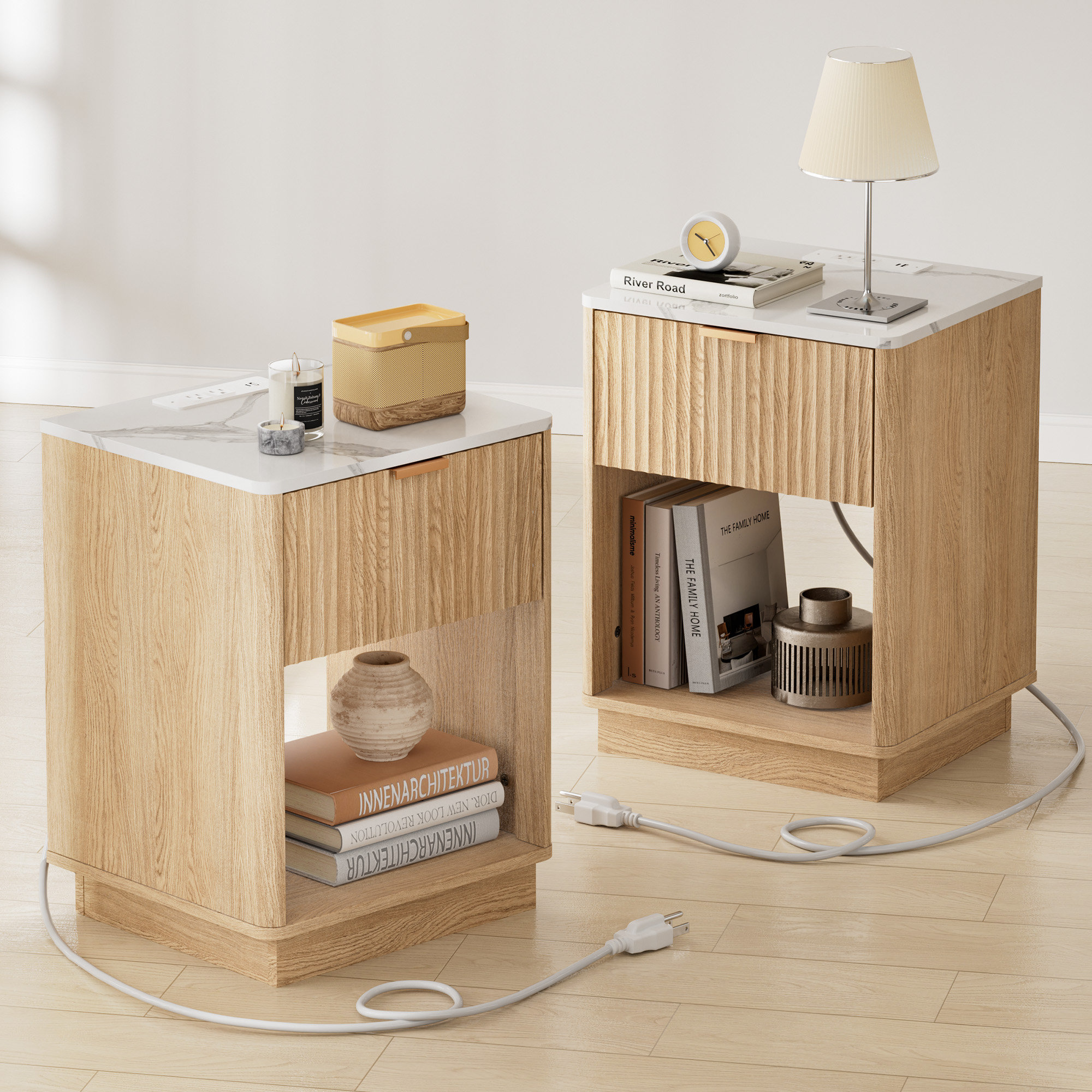 Latitude Run Schaitman 18''W Nightstand Set of 2 with Outlets