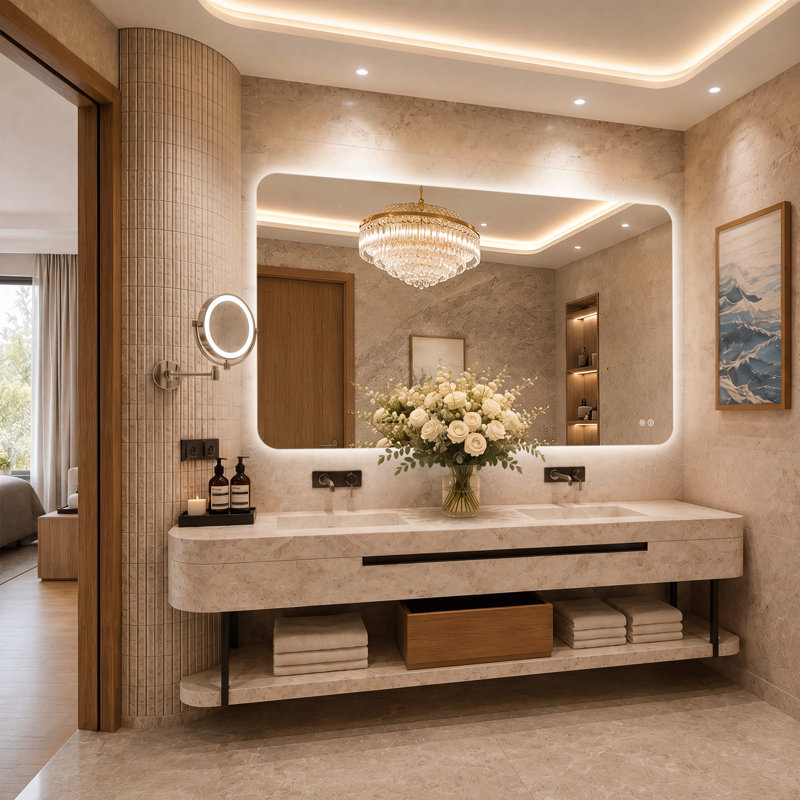 Backlit LED Bathroom Vanity Mirror, Frameless Soft Rounded Corner, Dimmable 3 Color Light, Anti-Fog, Shatterproof Tempered Glass, IP64, UL/ETL Certified