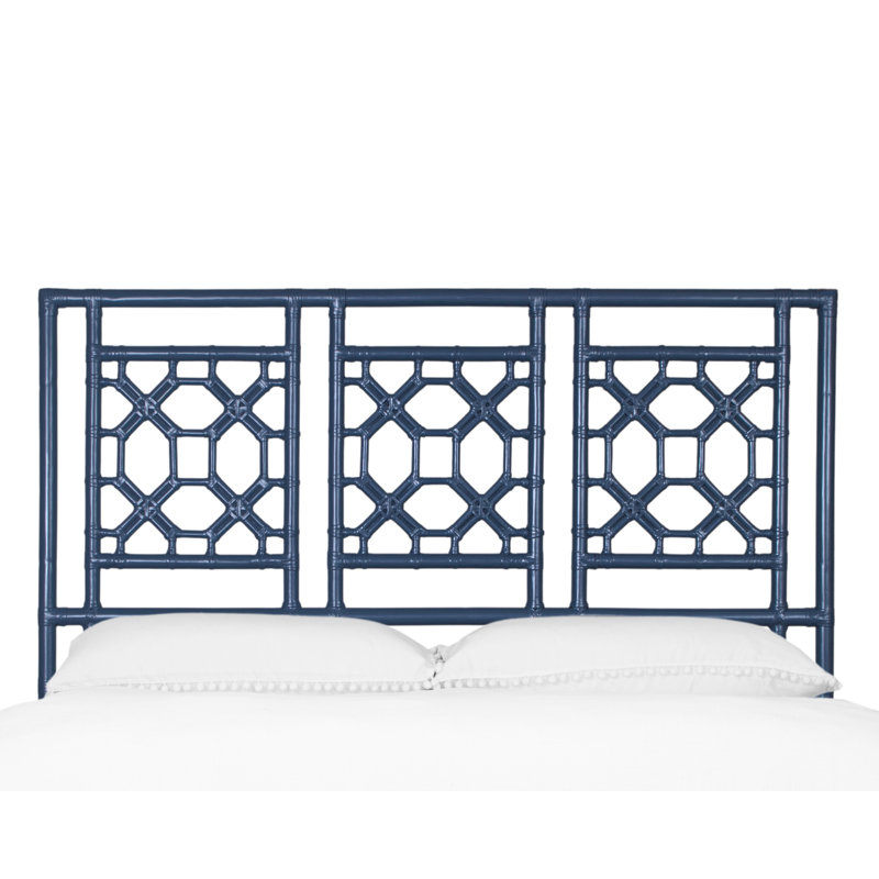 Rattan Open-Frame Headboard, Navy Blue, Full