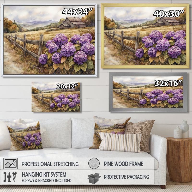 «Doke Hydrangeas» par The Farmstead I - Hydrangea, art mural pour le salon, Reproduction encadrée d'une seule photo