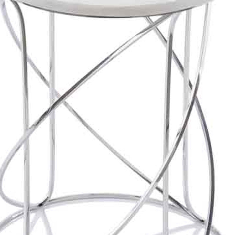 Ensemble de deux tables de bout rondes en marbre blanc et métal argenté Gracie Mills