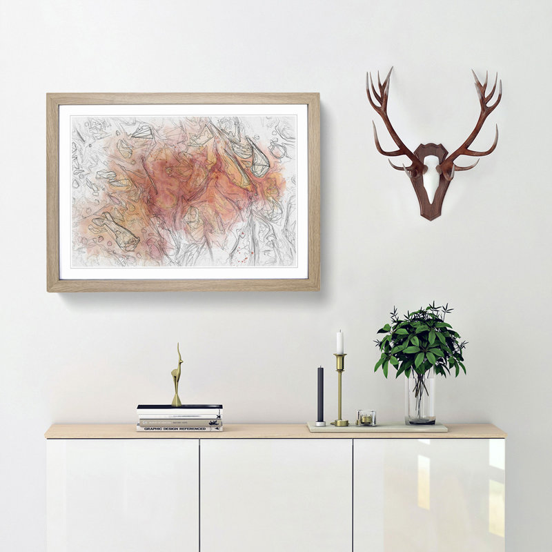 Whisper to Me in Abstract - Picture Frame Graphic Art Print, 35cm H x 50cm W x 2cm D, Oak