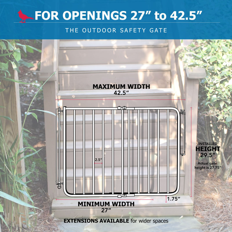 Adjustable Black Aluminum Stairway Safety Gate with Stainless Steel Hardware