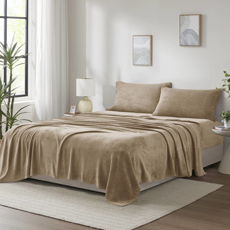 Taupe Twin Sheet - 100% For Softness And Well Being, Brushed Both Sides, With Flat, Fitted Sheets Pillowcase, Elastic 16" Mattresses, Machine Washable 3 Piece In Shade , Ultra Soft Comfortable,