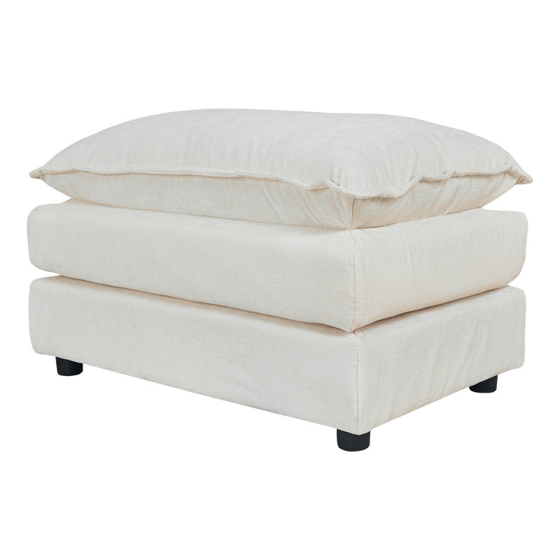 Chenille Upholstered  Sofa Ottoman Ergonomic Design, Stylish & Easy to Install, Beige
