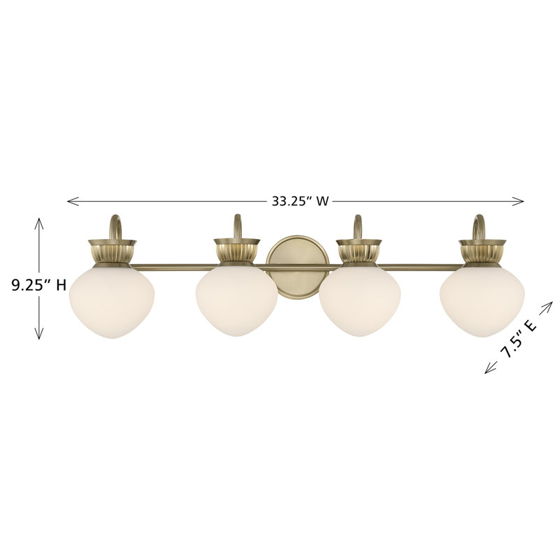 Luminaire de meuble-lavabo 4 lumières Melbourne en laiton noble, 4