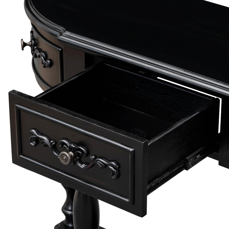 Curved Console Table, Entryway Table With 4 Drawers And 1 Shelf, Black