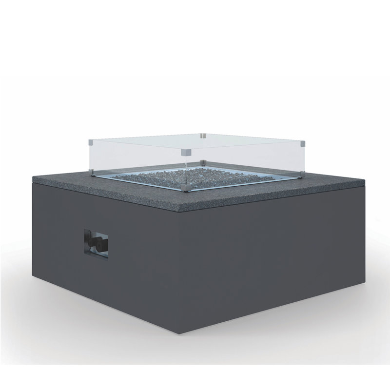 Square Smokeless Fire Pit Table, Black Granite