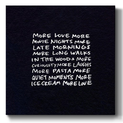 «More Love II» sur toile, art textuel