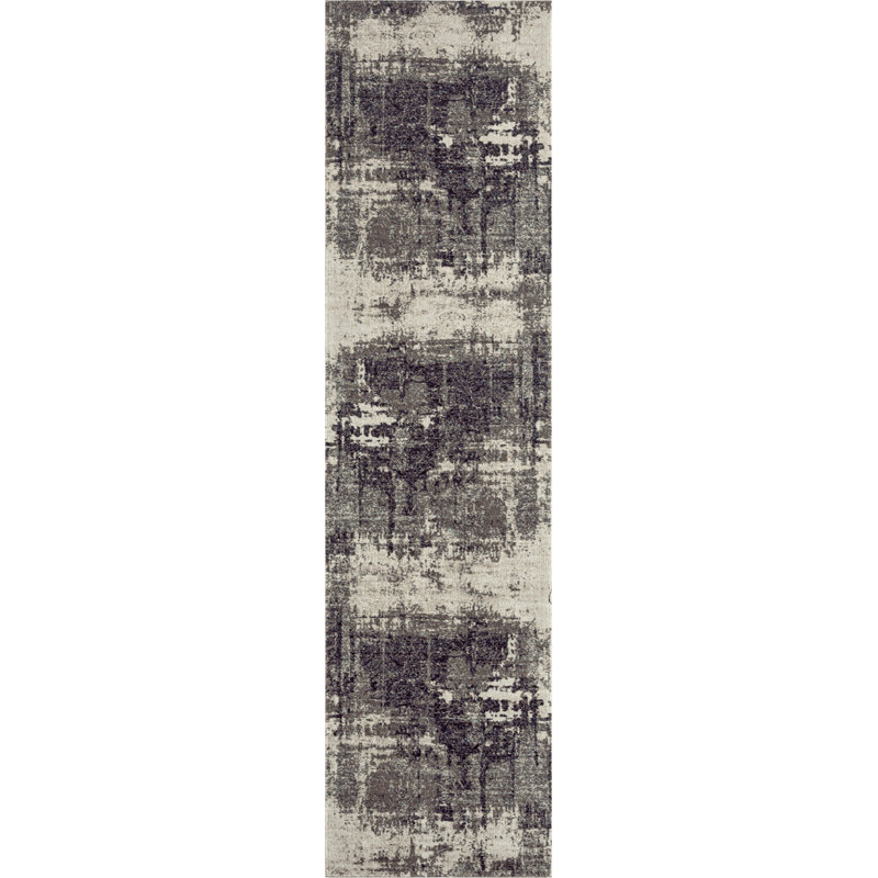 Earth Area Rug in Navy Blue/Charcoal/Ivory, Runner 2'8" x 10'