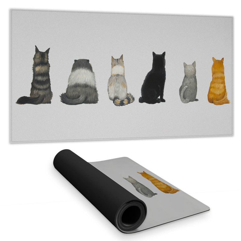 Six cats lined up back view - 15.75"x31.50" Desk mat
