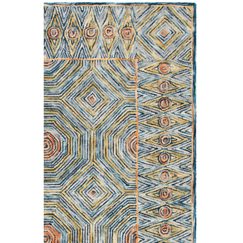 Emmamarie Hand Tufted Wool And Cotton With Latex Geometric Rug, Rectangle 4' x 6'