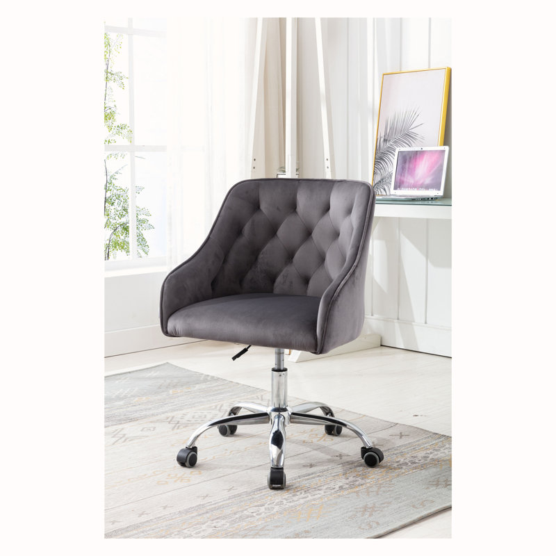 Chaise de bureau pivotante à hauteur réglable moderne pour bureau à domicile, Argent argent, Gris foncé