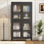 Armoires, armoire de rangement traditionnelle en acier noir avec 4 portes en verre, tablettes réglables - l 31,5 po x P 12,6 po x H 59 po | Traditionnel | Cuisine