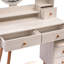 Table de coiffeuse + tabouret rembourré, miroir à DEL tactile, armoire de rangement grande capacité, 5 tiroirs, mobilier de maquillage tendance
