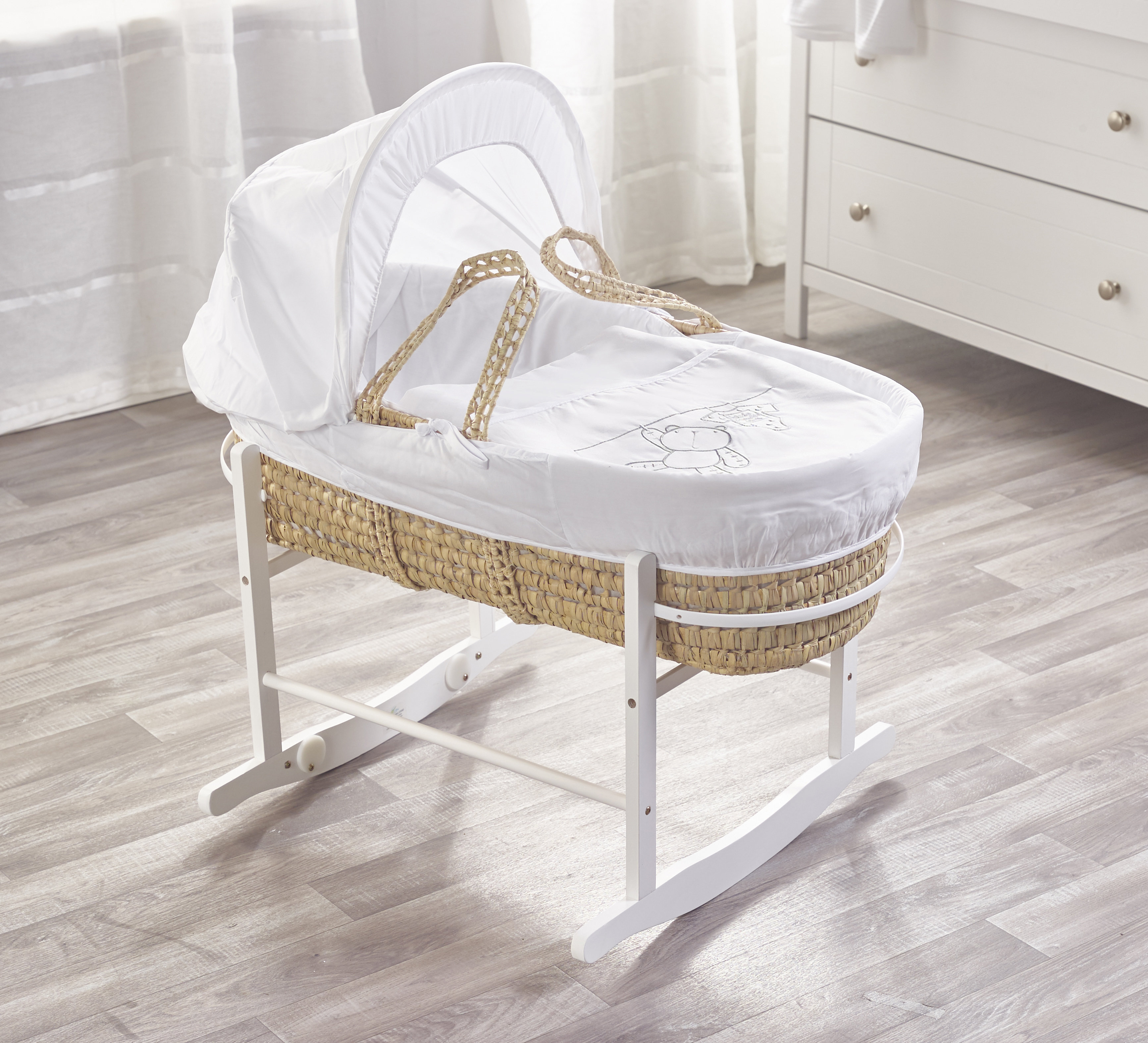 Kinder Valley Teddy Wash Day Palm Moses Basket with Bedding Wayfair