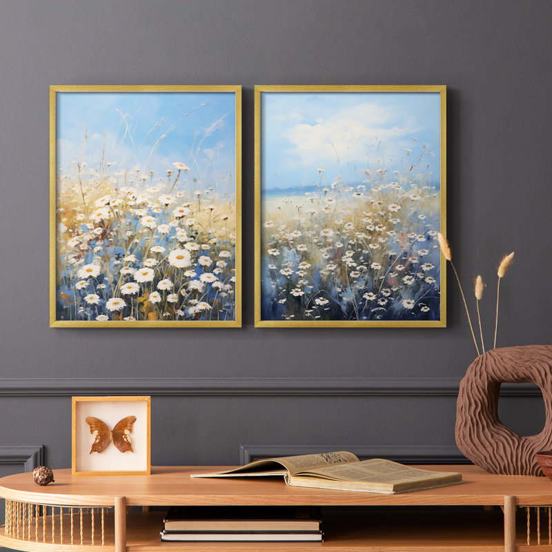 Impression encadrée FLORAL Series V-Premium - prête à être accrochée - aucun clou requis - aucun clou requis, Doré