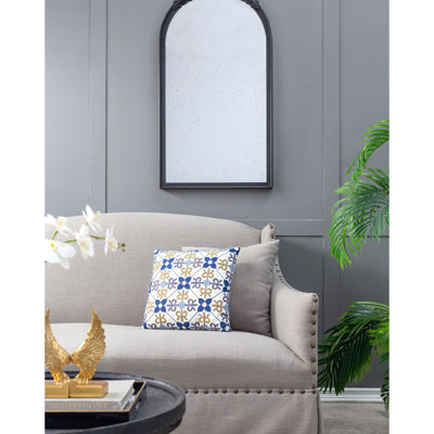Cadre de miroir rose sculpté à la main de 23 po x 42 po, miroir mural arqué en bois pour le salon, la salle de bain et le vestibule