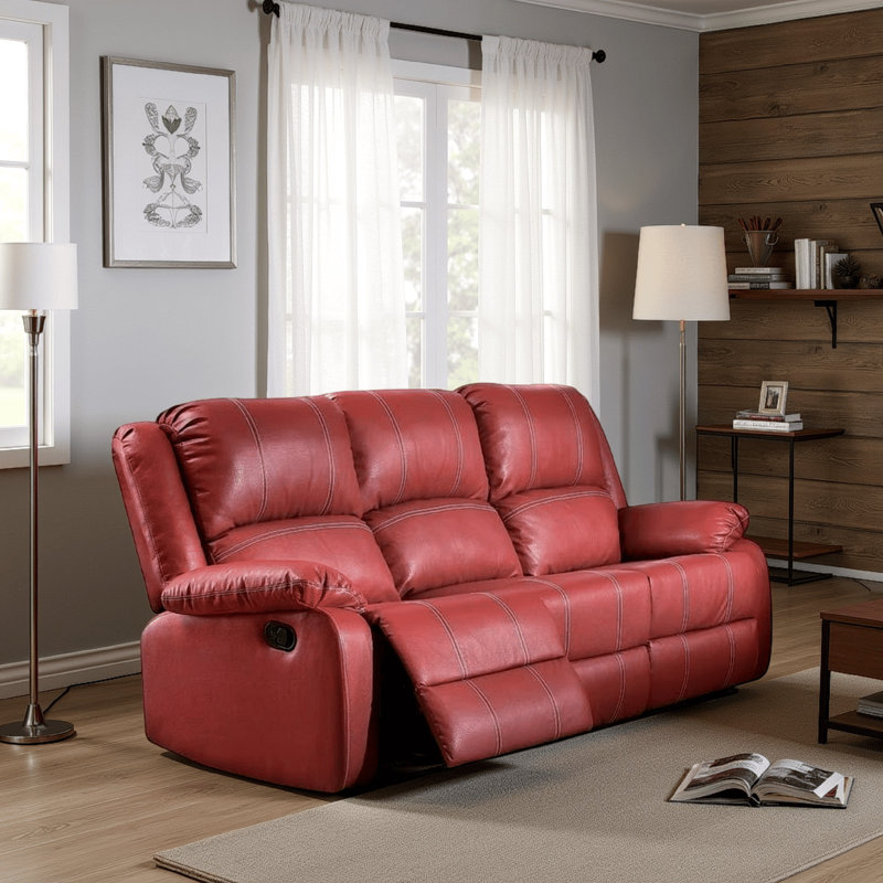 Canapé inclinable électrique Emryn, Cuir rouge