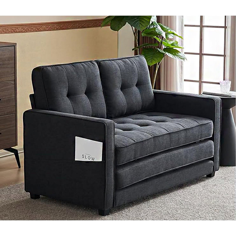 Learco Upholstered 53.54'' Sleeper Sofa, Black