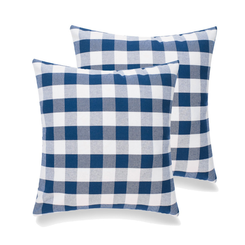 Housse et insert de coussin carré en coton Buffalo Check Check, Bleu, L 22 po x L 22 po