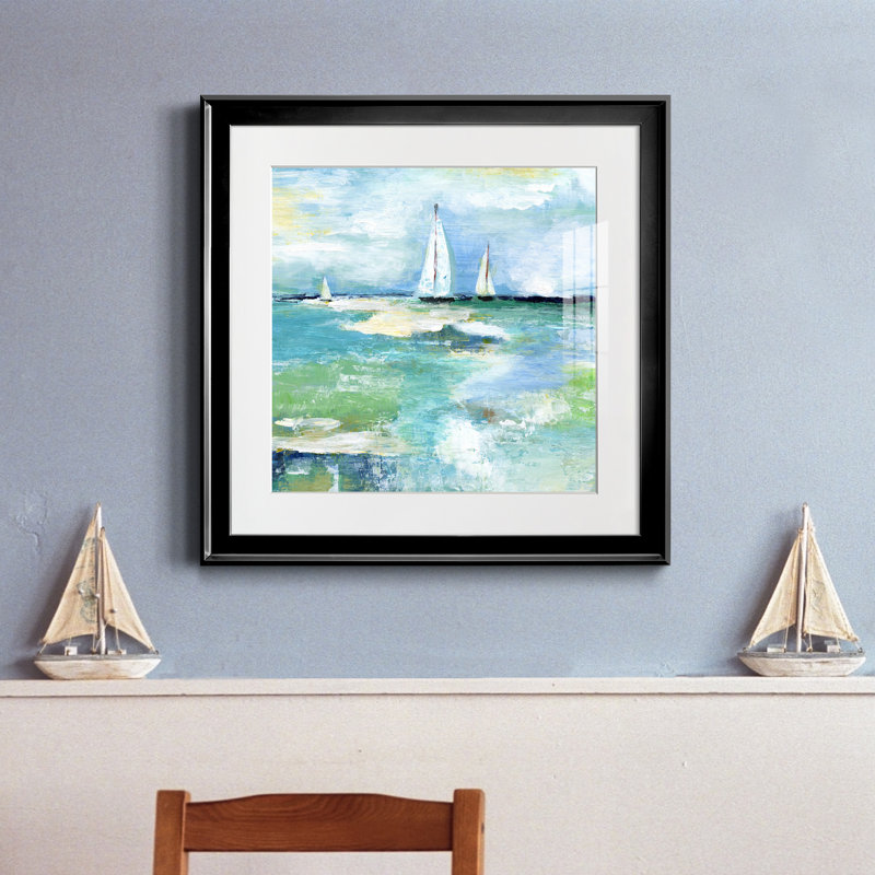 Jour sur le lac - peinture encadrée, Noir, H 17,5 po x l 17,5 po x P 1,5 po