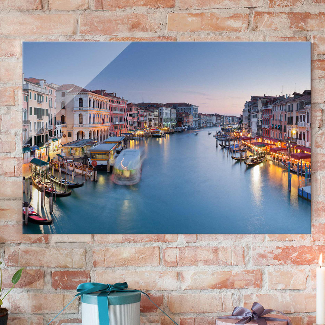 Glasbild Abendstimmung auf dem Canale Grande in Venedig