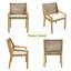 Chaises de salle à manger d'extérieur en bois d'acacia et osier avec coussins crème - capacité de 400 lb (ensemble de 4)