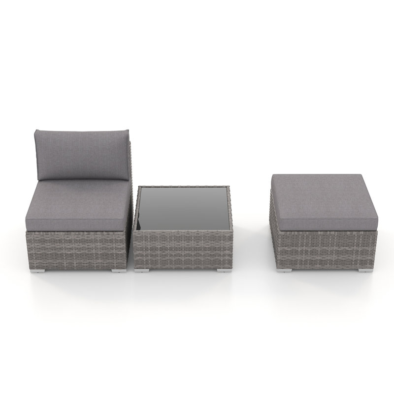 Outdoor Seating Groups Sets With Ottoman, Gray Cushion/Gray Frame