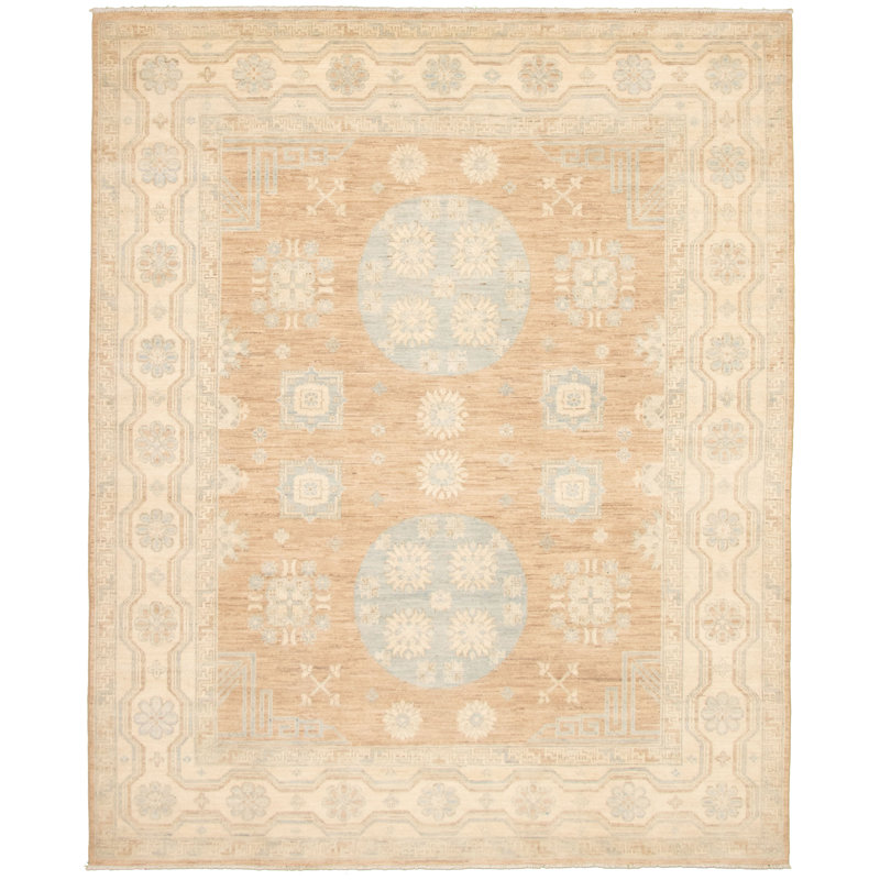 Tapis unique en laine noué à la main brun pâle de style mamelouk nouvel âge de 18 pi x 9 pi 10 po nouvel âge