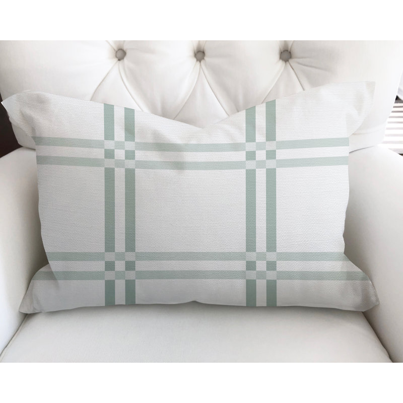Plaid Cotton Reversible Throw Pillow, Emerald