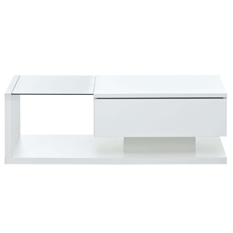 Table basse moderne avec verre trempé, Blanc