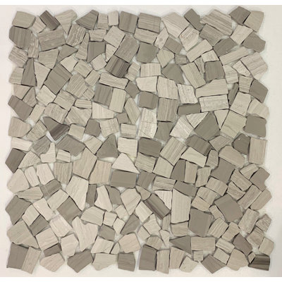 Grey-White Flat Pebble Mosaic 12" x 12"