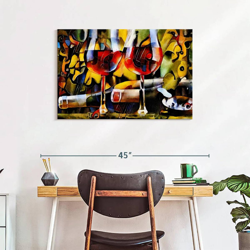Vin sur toile, H 24 po x l 36 po x P 1,25 po