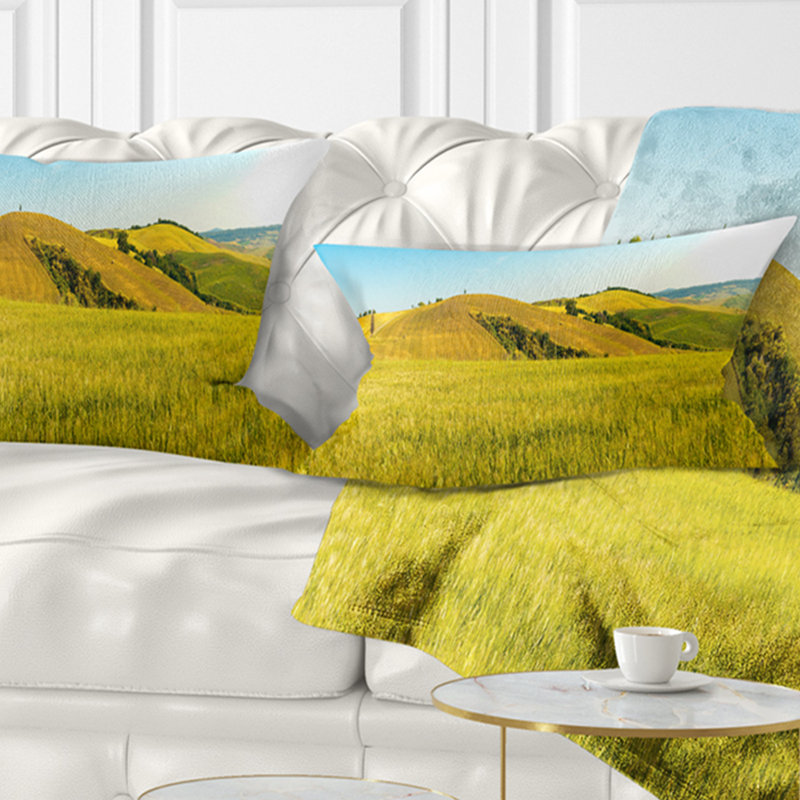 Coussin lombaire imprimé paysage champêtre