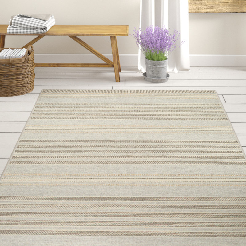Tapis taupe / gris tissé à plat Portia, Rectangle 2 pi x 3 pi