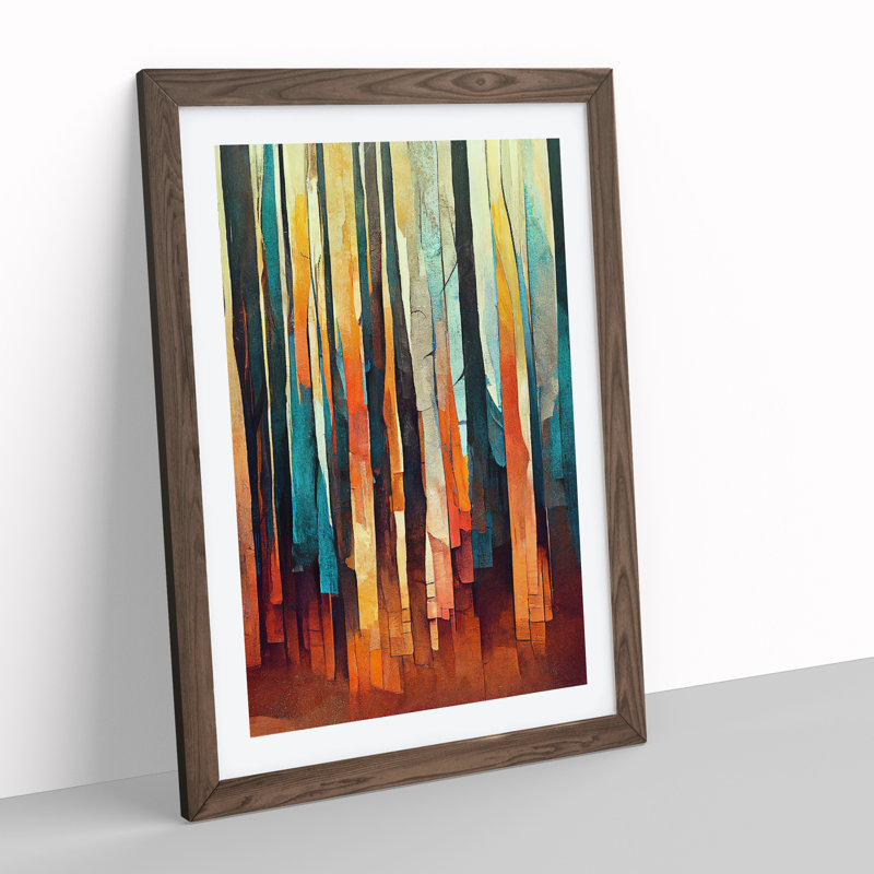 Torn Abstract Forest No.4 - Wall Art, 36cm H x 27cm W, Walnut Framed, White