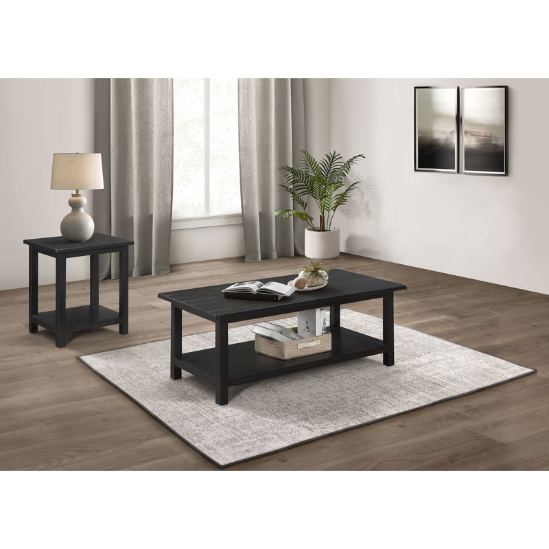 Ensemble de table basse et de table de bout Payne 2 pièces Java vieilli, Noir, 2 pièces: table basse, table de bout