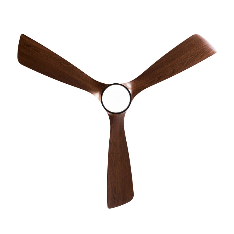 Hot Sales 52 Inch Modern Ceiling Fan With 3 Color Dimmable 3 Solide Wood Blades Remote Control Reversible DC Motor With Led Light