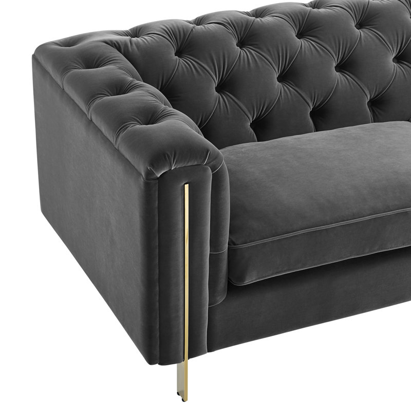 Maximiano 84'' Velvet Sofa, Gray