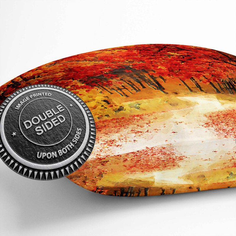 Path Through the Forest at Autumn Cushion with Filling, 40cm H x 40cm W x 15cm D