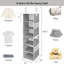 Organisateur de garde-robe à 6 tablettes, rangement convertible 2-en-1 avec poches latérales gris