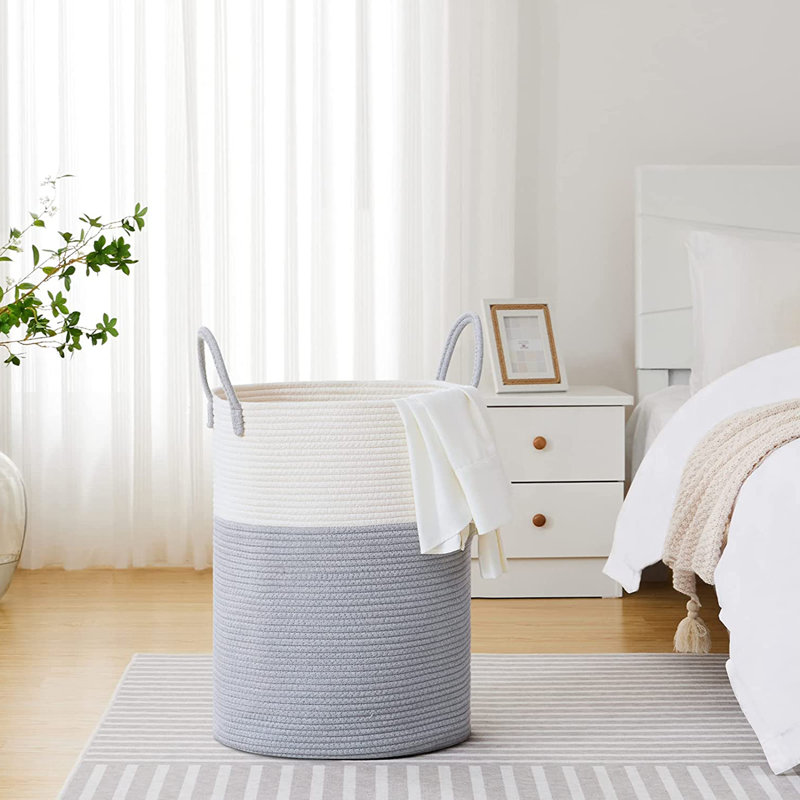 Panier en tissu, Gris / blanc