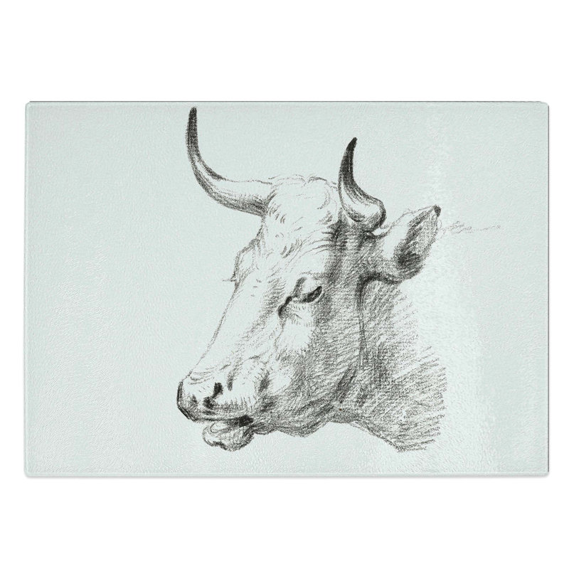 Glass Head of A Cow by Jean Bernard Chopping Board, 39 cm W x 28.5 cm L