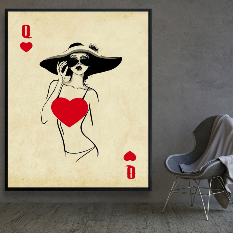 Queen Of Hearts Print On Canvas