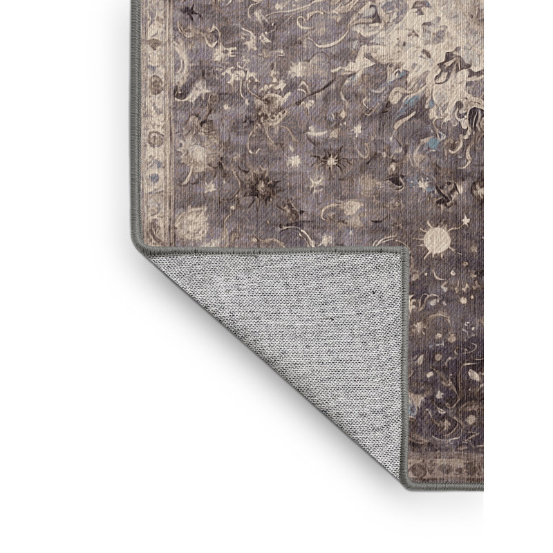 Machine Washable Gray Area Rug, Rectangle 4' x 6'
